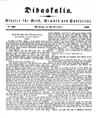 Didaskalia Montag 22. Oktober 1849