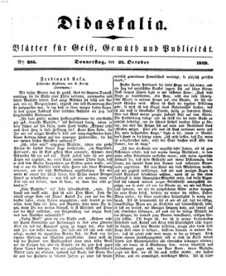 Didaskalia Donnerstag 25. Oktober 1849