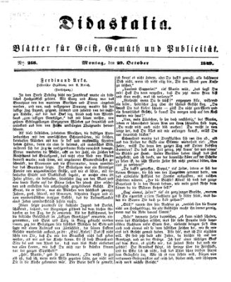 Didaskalia Montag 29. Oktober 1849