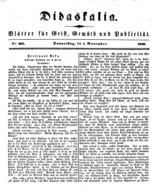 Didaskalia Donnerstag 1. November 1849