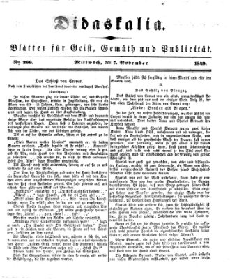 Didaskalia Mittwoch 7. November 1849