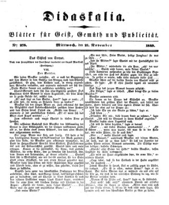 Didaskalia Mittwoch 21. November 1849