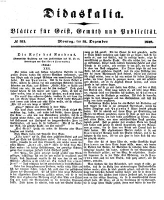 Didaskalia Montag 31. Dezember 1849