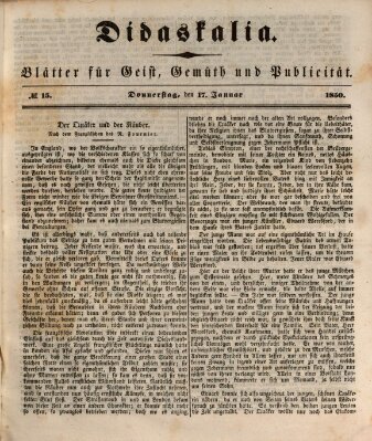 Didaskalia Donnerstag 17. Januar 1850