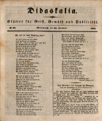 Didaskalia Mittwoch 23. Januar 1850