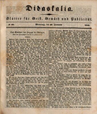 Didaskalia Montag 28. Januar 1850