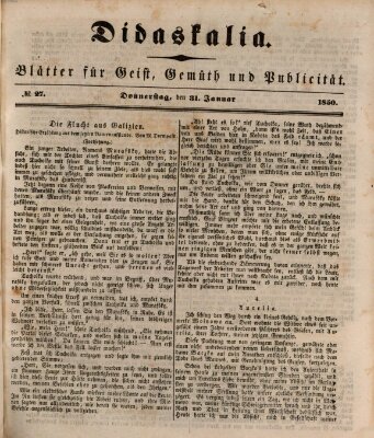 Didaskalia Donnerstag 31. Januar 1850