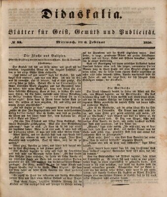 Didaskalia Mittwoch 6. Februar 1850