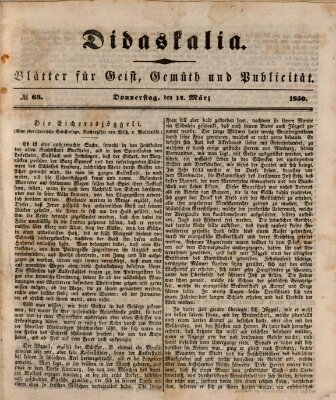 Didaskalia Donnerstag 14. März 1850