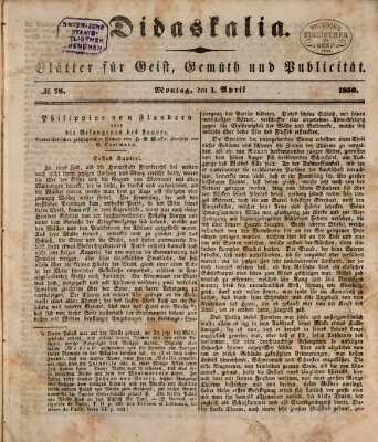 Didaskalia Montag 1. April 1850