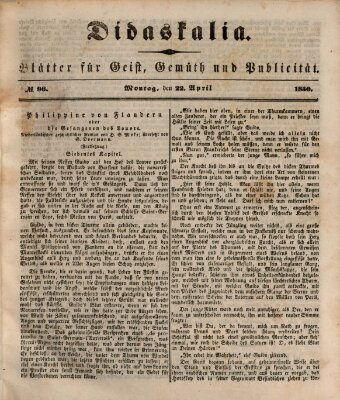 Didaskalia Montag 22. April 1850