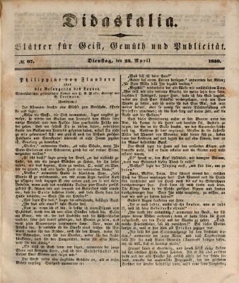 Didaskalia Dienstag 23. April 1850