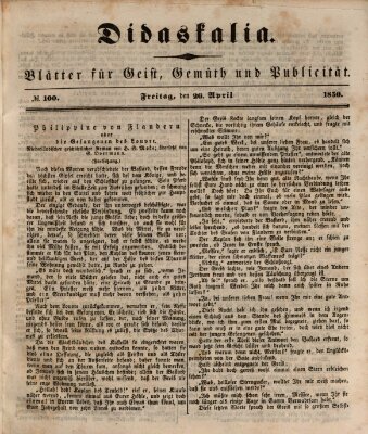 Didaskalia Freitag 26. April 1850