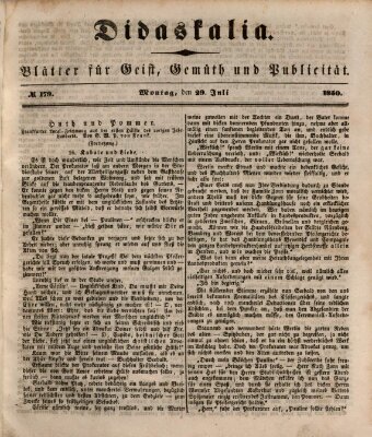 Didaskalia Montag 29. Juli 1850