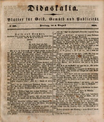 Didaskalia Freitag 9. August 1850