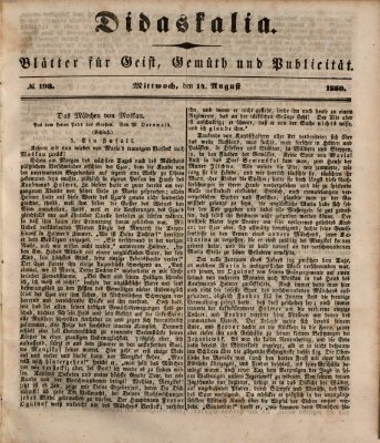 Didaskalia Mittwoch 14. August 1850