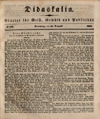 Didaskalia Dienstag 20. August 1850