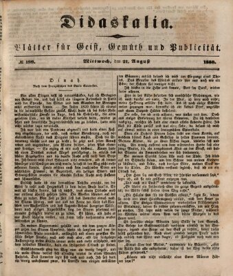 Didaskalia Mittwoch 21. August 1850