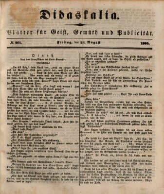 Didaskalia Freitag 23. August 1850