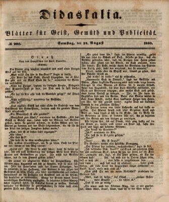 Didaskalia Samstag 24. August 1850