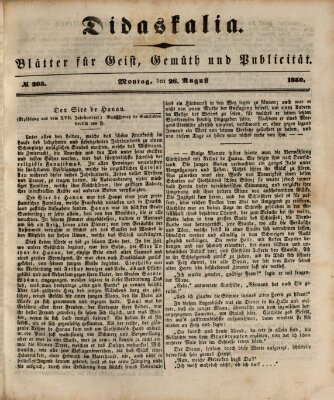 Didaskalia Montag 26. August 1850