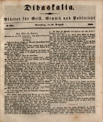 Didaskalia Dienstag 27. August 1850