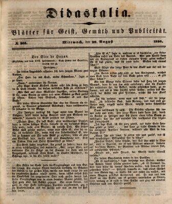 Didaskalia Mittwoch 28. August 1850