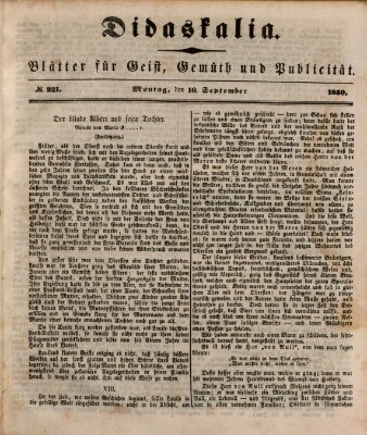 Didaskalia Montag 16. September 1850