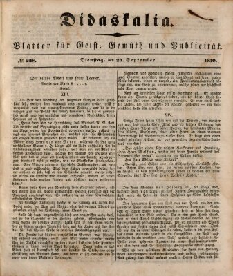 Didaskalia Dienstag 24. September 1850