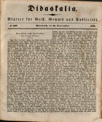 Didaskalia Mittwoch 25. September 1850