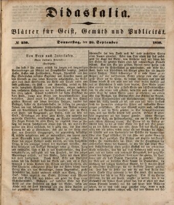 Didaskalia Donnerstag 26. September 1850