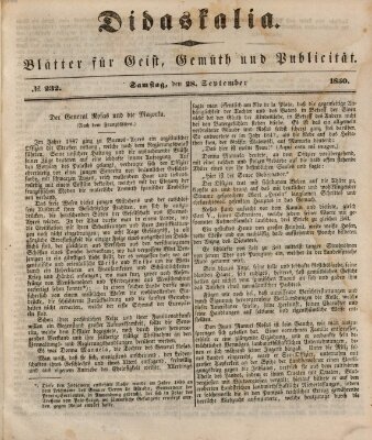 Didaskalia Samstag 28. September 1850