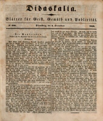 Didaskalia Dienstag 8. Oktober 1850