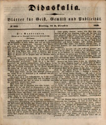 Didaskalia Freitag 11. Oktober 1850