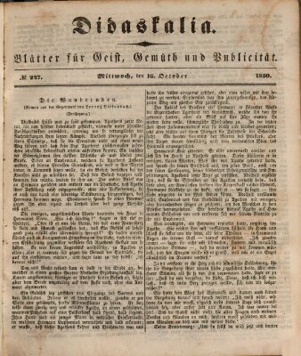 Didaskalia Mittwoch 16. Oktober 1850