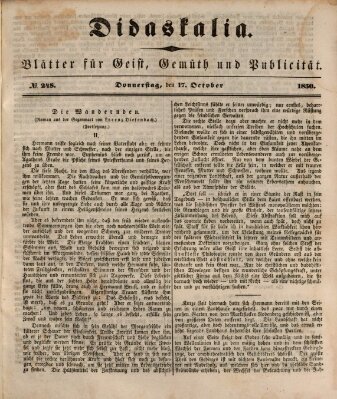 Didaskalia Donnerstag 17. Oktober 1850