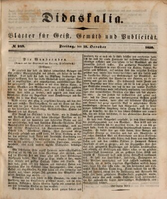 Didaskalia Freitag 18. Oktober 1850