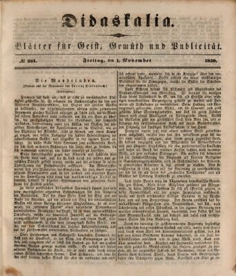 Didaskalia Freitag 1. November 1850