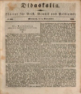 Didaskalia Mittwoch 6. November 1850