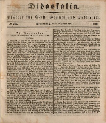 Didaskalia Donnerstag 7. November 1850