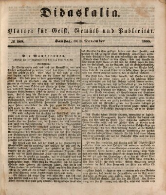 Didaskalia Samstag 9. November 1850