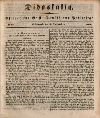 Didaskalia Mittwoch 13. November 1850