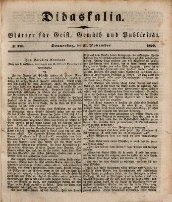 Didaskalia Donnerstag 21. November 1850