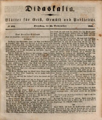 Didaskalia Dienstag 26. November 1850