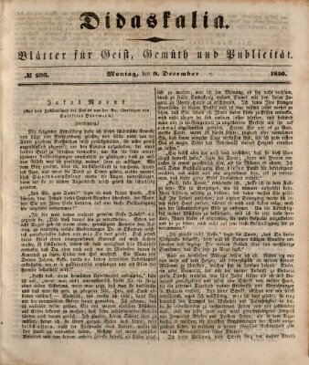 Didaskalia Montag 9. Dezember 1850