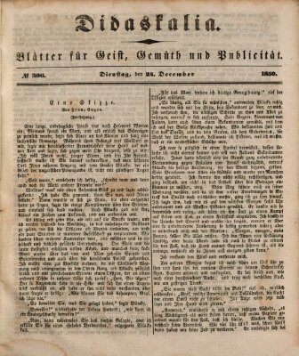 Didaskalia Dienstag 24. Dezember 1850