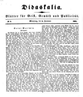 Didaskalia Montag 6. Januar 1851