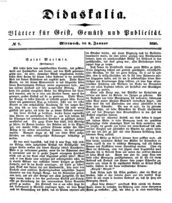 Didaskalia Mittwoch 8. Januar 1851