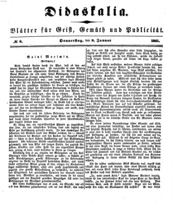 Didaskalia Donnerstag 9. Januar 1851