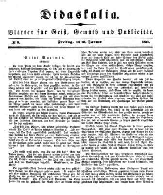 Didaskalia Freitag 10. Januar 1851